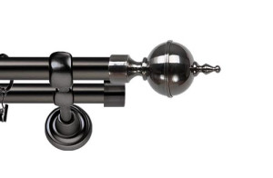 Karnisze Metalowe Rzymskie podwójny 19/19mm Roxy antracyt