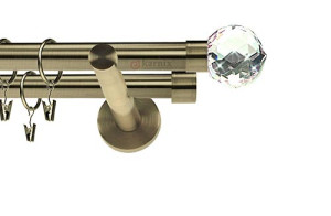 Karnisze nowoczesne NEO na wymiar podwójny 19/19mm Beluna Crystal antyk mosiądz