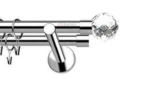 Karnisze nowoczesne NEO na wymiar podwójny 19/19mm Beluna Crystal INOX