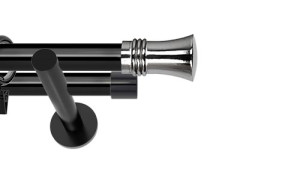 Karnisze nowoczesne NEO na wymiar podwójny 19/19mm Capri czarny