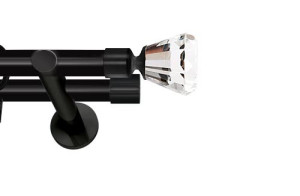 Karnisze nowoczesne NEO na wymiar podwójny 19/19mm Clarex Crystal czarny