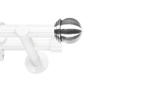 Karnisze nowoczesne NEO na wymiar podwójny 19/19mm Gałka Max biały