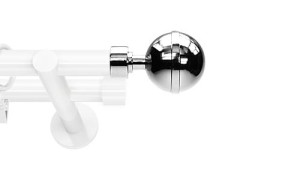 Karnisze nowoczesne NEO na wymiar podwójny 19/19mm Kula Elegant biały
