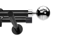 Karnisze nowoczesne NEO na wymiar podwójny 19/19mm Kula Elegant czarny