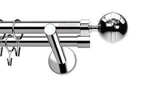 Karnisze nowoczesne NEO na wymiar podwójny 19/19mm Kula Elegant INOX