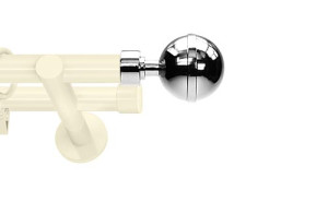 Karnisze nowoczesne NEO na wymiar podwójny 19/19mm Kula Elegant ivory (kość słoniowa)