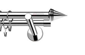 Karnisze nowoczesne NEO na wymiar podwójny 19/19mm Stożek INOX