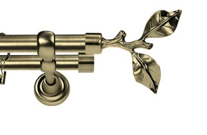 Karnisz Metalowy Rzymski podwójny 16/16mm Gałązka antyk mosiądz