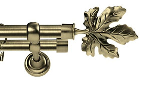 Karnisz Metalowy Rzymski podwójny 16/16mm Klon antyk mosiądz