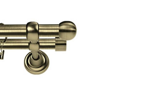 Karnisz Metalowy Rzymski podwójny 16/16mm Kula antyk mosiądz