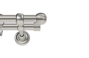 Karnisz Metalowy Rzymski podwójny 16/16mm Kula chrom mat