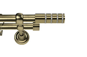 Karnisz Metalowy Rzymski podwójny 16/16mm Rosetti Crystal antyk mosiądz