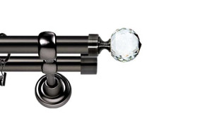 Karnisze Metalowe Rzymskie podwójny 25/19mm Beluna Crystal antracyt
