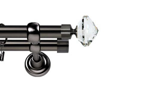 Karnisze Metalowe Rzymskie podwójny 25/19mm Blanca Crystal antracyt