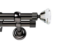 Karnisze Metalowe Rzymskie podwójny 25/19mm Clarex Crystal antracyt