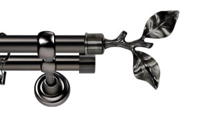 Karnisze Metalowe Rzymskie podwójny 25/19mm Gałązka antracyt