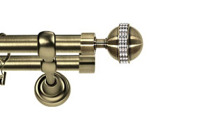 Karnisze Metalowe Rzymskie podwójny 25/25mm Globi Crystal antyk mosiądz