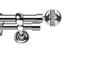 Karnisze Metalowe Rzymskie podwójny 25/19mm Globi Crystal INOX