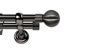 Karnisze Metalowe Rzymskie podwójny 25/19mm Kula antracyt