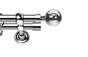 Karnisze Metalowe Rzymskie podwójny 25/19mm Kula INOX