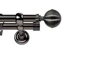 Karnisze Metalowe Rzymskie podwójny 25/19mm Kula Elegant antracyt
