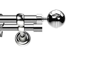 Karnisze Metalowe Rzymskie podwójny 25/19mm Kula Elegant INOX