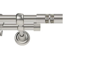 Karnisze Metalowe Rzymskie podwójny 25/16mm Lanso Crystal chrom mat