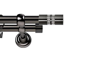 Karnisze Metalowe Rzymskie podwójny 25/19mm Lanso Crystal antracyt
