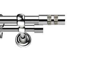 Karnisze Metalowe Rzymskie podwójny 25/19mm Lanso Crystal INOX