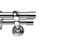 Karnisze Metalowe Rzymskie podwójny 25/19mm Luna INOX