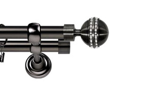 Karnisze Metalowe Rzymskie podwójny 25/19mm Melba Crystal antracyt