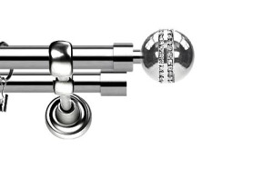Karnisze Metalowe Rzymskie podwójny 25/19mm Melba Crystal INOX