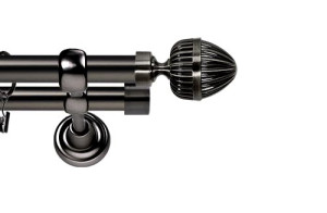 Karnisze Metalowe Rzymskie podwójny 25/19mm Milano antracyt