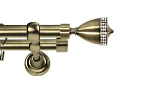 Karnisze Metalowe Rzymskie podwójny 25/19mm Piano Crystal antyk mosiądz