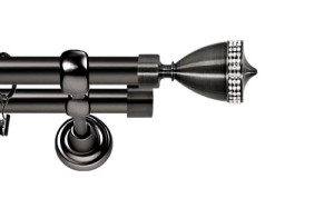 Karnisze Metalowe Rzymskie podwójny 25/19mm Piano Crystal antracyt