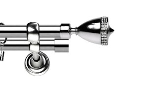Karnisze Metalowe Rzymskie podwójny 25/19mm Piano Crystal INOX