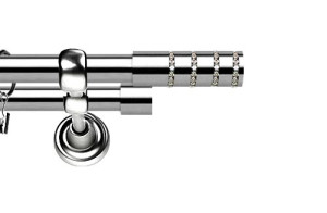Karnisze Metalowe Rzymskie podwójny 25/19mm Rosetti Crystal INOX
