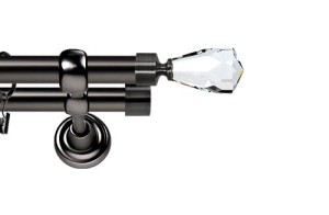Karnisze Metalowe Rzymskie podwójny 25/25mm Travo Crystal antracyt