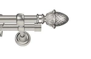 Karnisze Metalowe Rzymskie podwójny 25/19mm Żołądź chrom mat