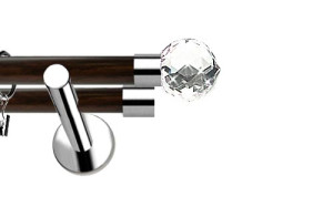 Karnisze Nowoczesne NEO Prestige podwójny 19/19mm Beluna Crystal INOX - wenge