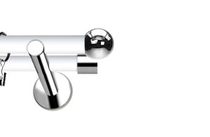 Karnisze Nowoczesne NEO Prestige podwójny 19/19mm Kula INOX - biały