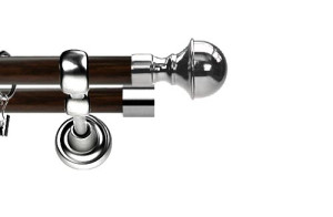 Karnisz Metalowy Prestige podwójny 19/19mm Bella INOX - wenge
