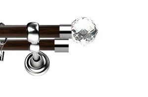 Karnisz Metalowy Prestige podwójny 19/19mm Beluna Crystal INOX - wenge