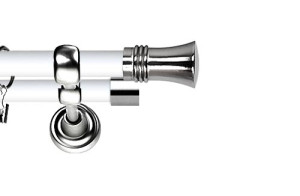 Karnisz Metalowy Prestige podwójny 19/19mm Capri INOX - biały
