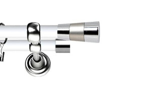 Karnisz Metalowy Prestige podwójny 19/19mm Doris INOX - biały
