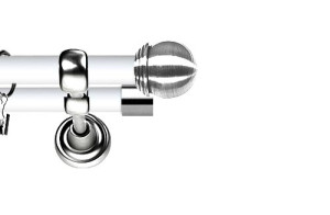 Karnisz Metalowy Prestige podwójny 19/19mm Gałka Max INOX - biały