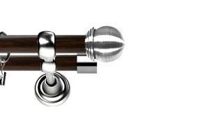 Karnisz Metalowy Prestige podwójny 19/19mm Gałka Max INOX - wenge