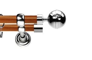 Karnisz Metalowy Prestige podwójny 19/19mm Kula Elegant INOX - calvados