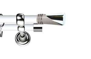 Karnisz Metalowy Prestige podwójny 19/19mm Loca INOX - biały