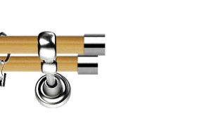 Karnisz Metalowy Prestige podwójny 19/19mm Luna INOX - pinia